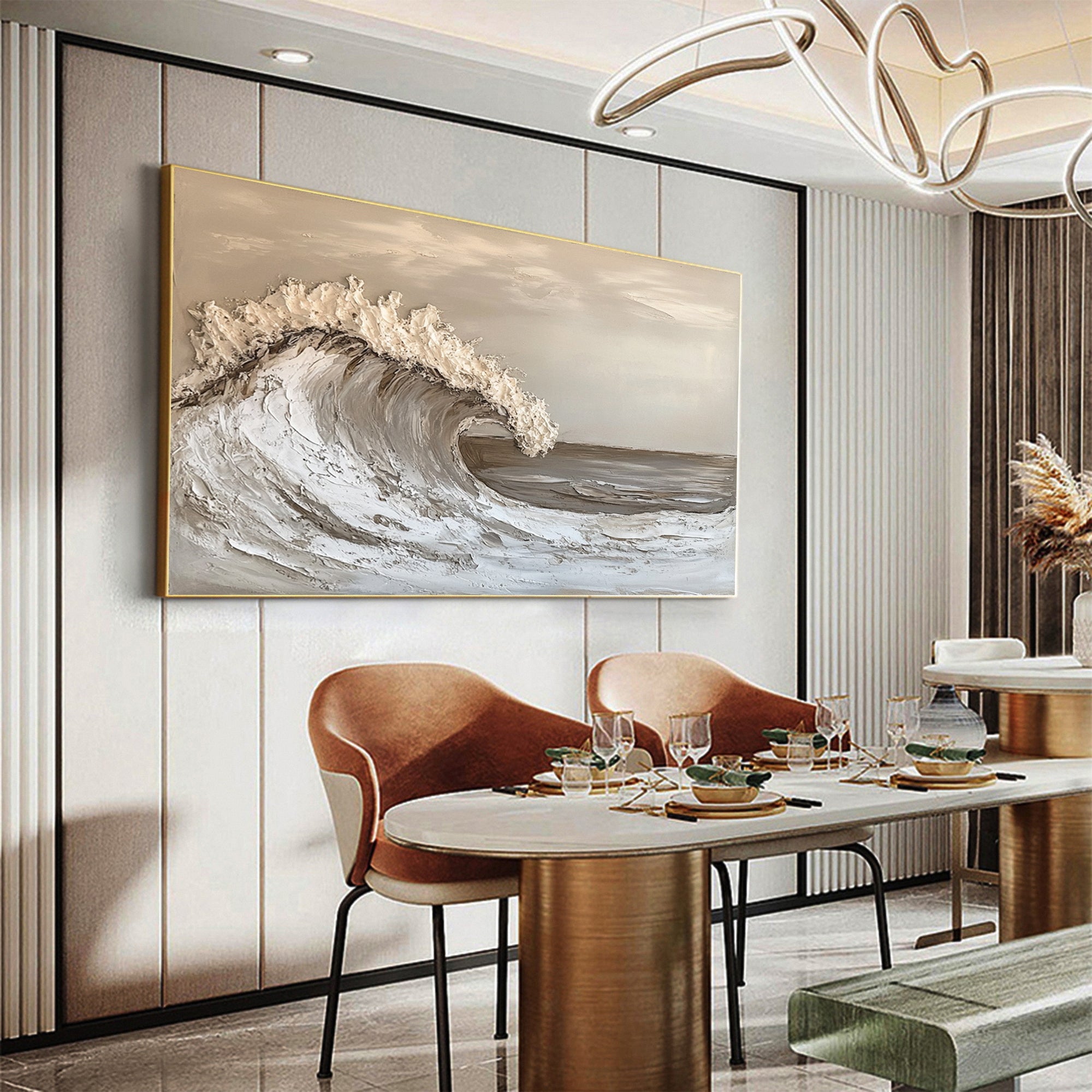 Tidal Harmony: Earthy Textured Wave Art in Neutral Tones