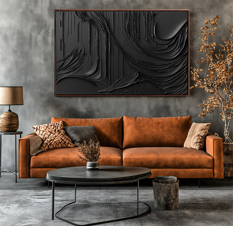 Abstract All-Black Textured Art-wp241458