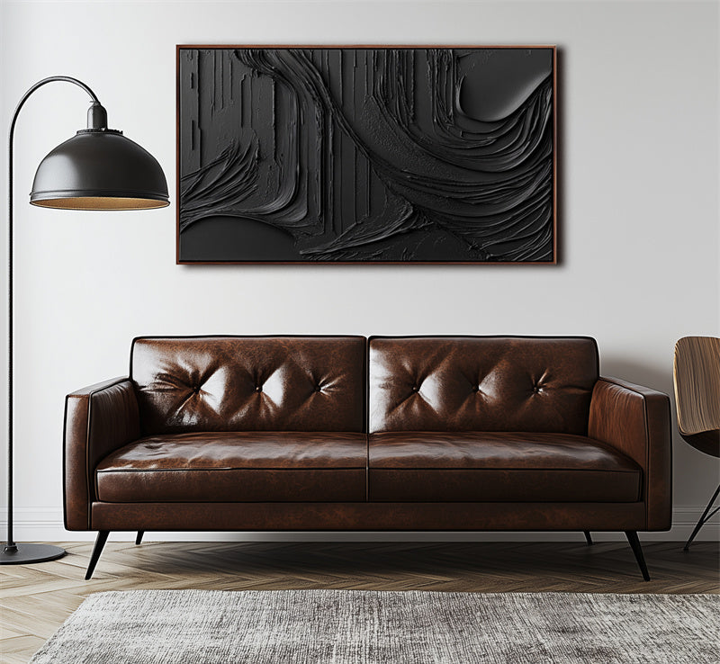 Abstract All-Black Textured Art-wp241458