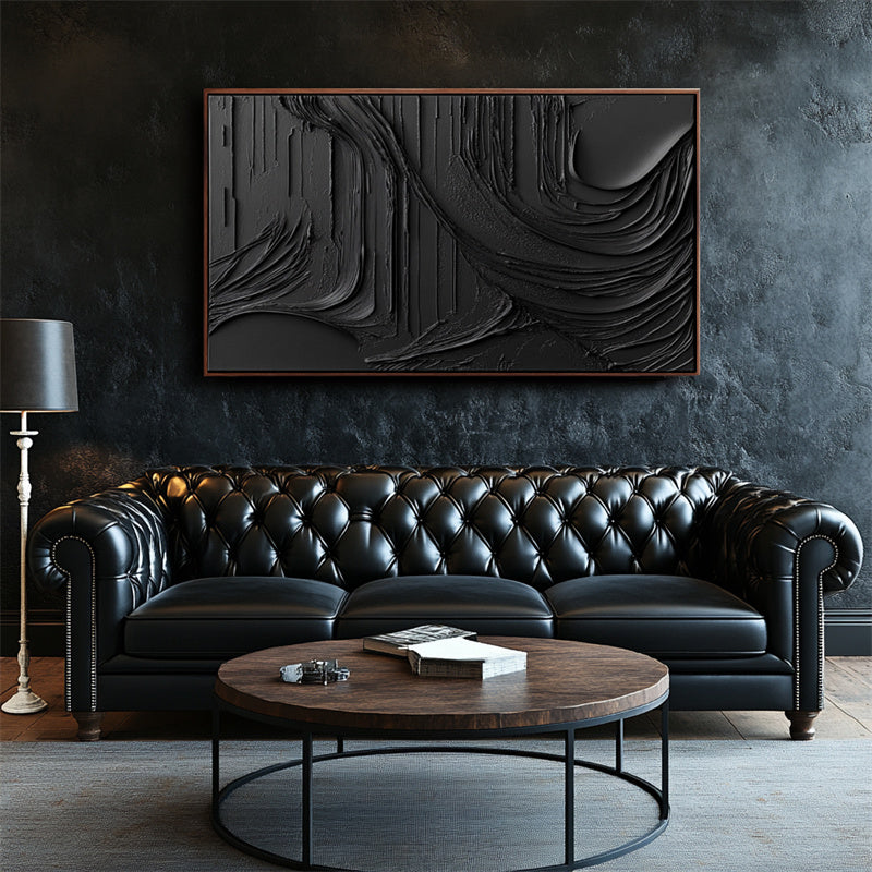 Abstract All-Black Textured Art-wp241458