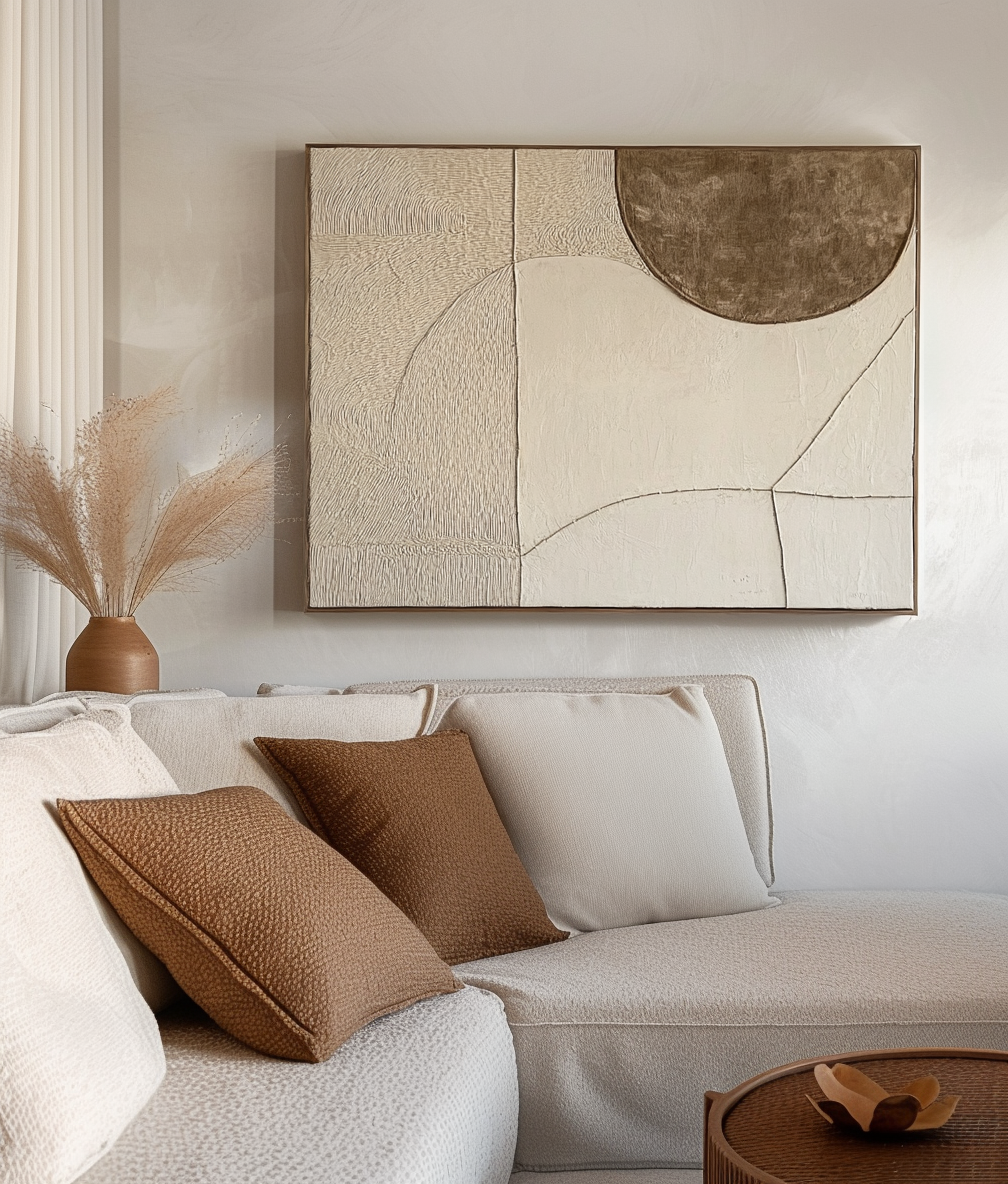 Textured Neutral Wall Art – Minimalist Canvas with Earthy Tones