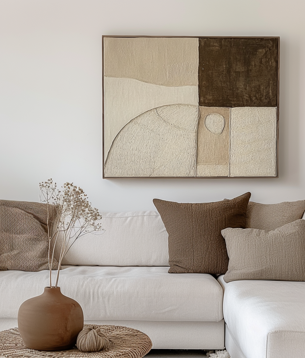 Balance in Earth – Textured Geometric Neutral Canvas Art