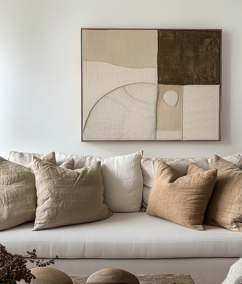 Balance in Earth – Textured Geometric Neutral Canvas Art