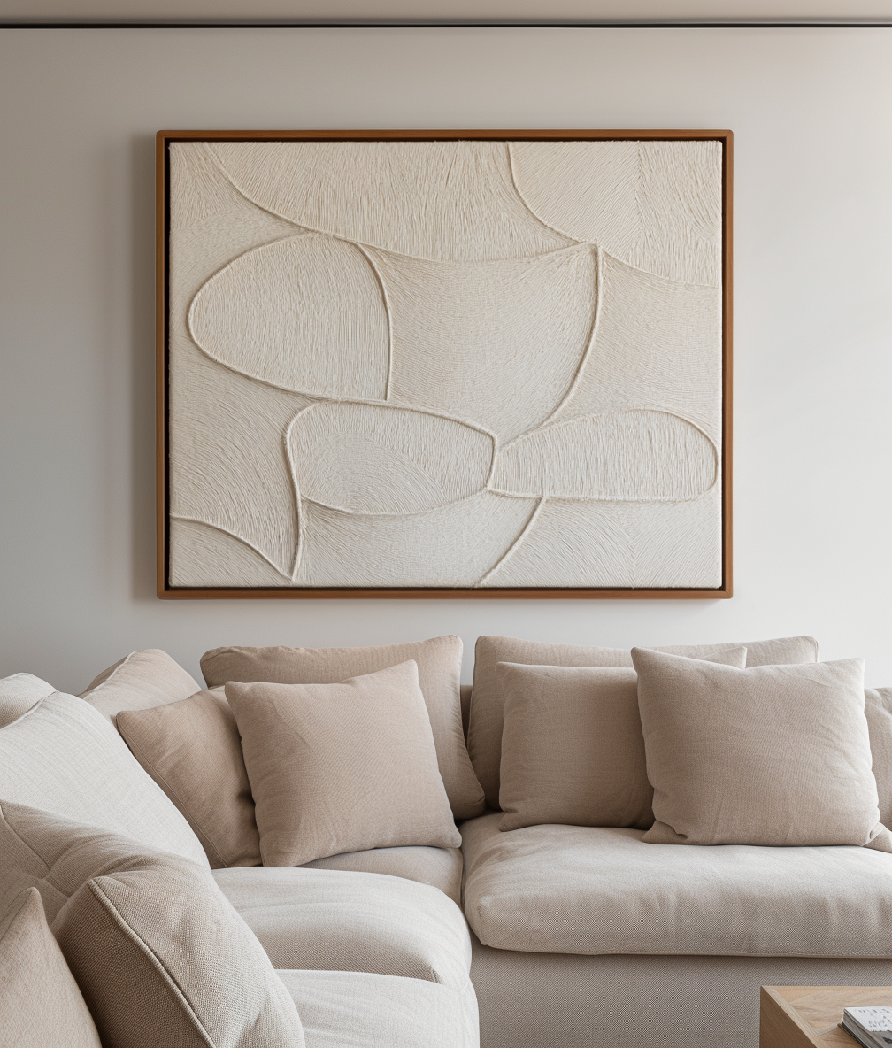 Organic Flow - Minimalist Textured Neutral Wall Art – White 3D Abstract Canvas