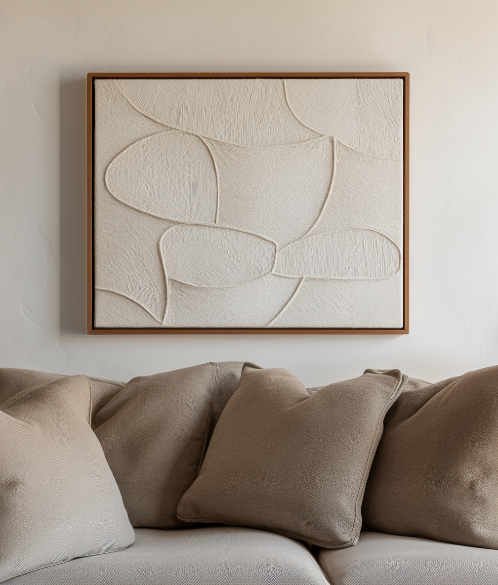 Organic Flow - Minimalist Textured Neutral Wall Art – White 3D Abstract Canvas