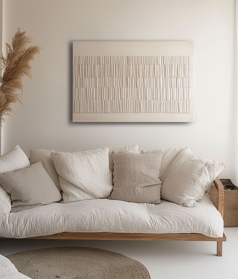 Silent Pulse – Minimalist Vertical Stripe Texture Art Neutral Canvas