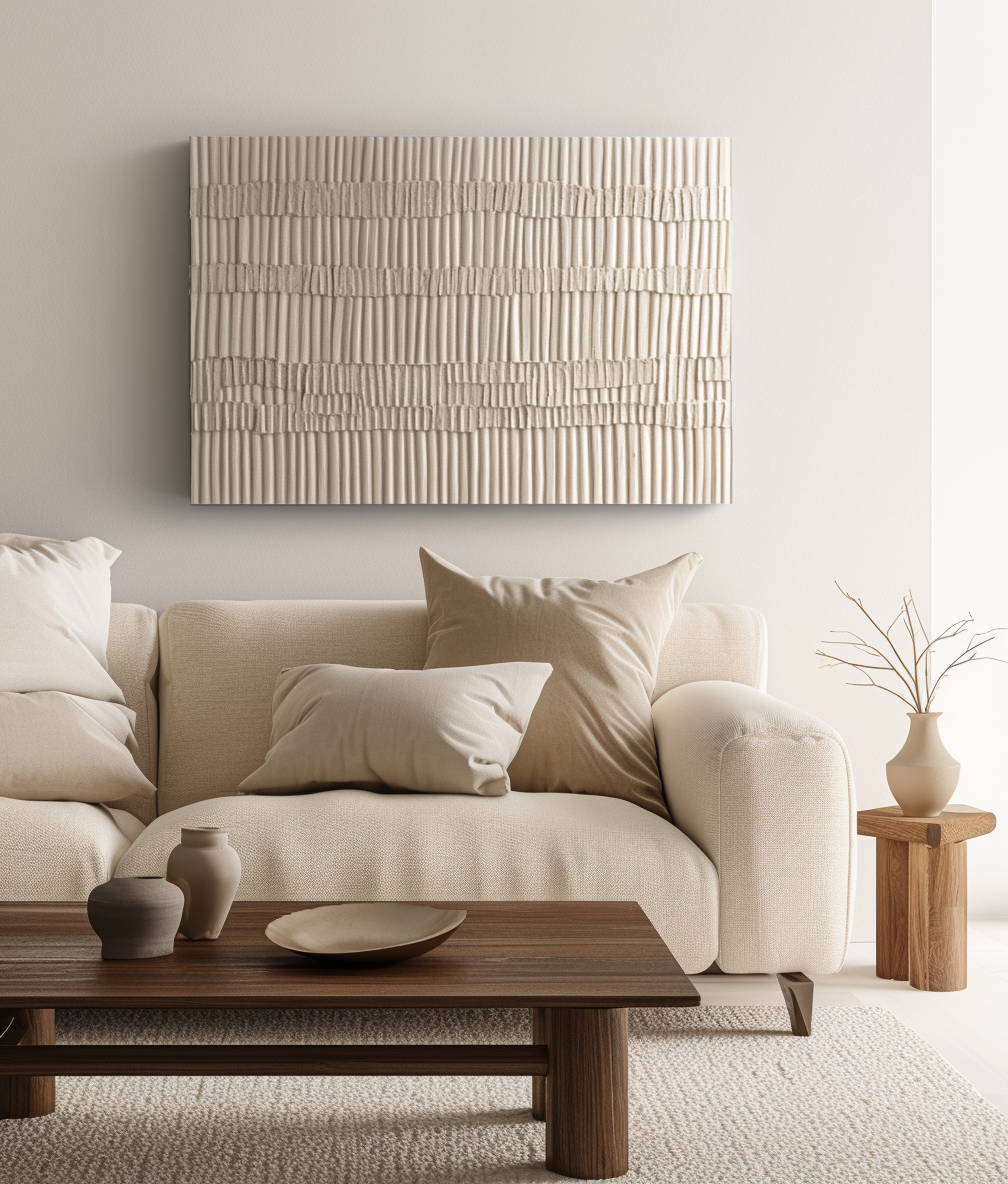 Echo Rhythm Vertical Stripe Textured Wall Art Abstract Minimalist Canvas