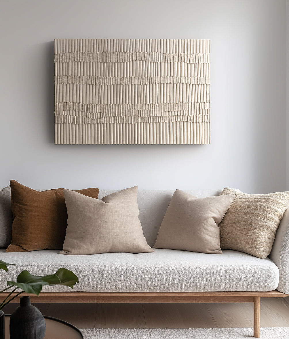 Echo Rhythm Vertical Stripe Textured Wall Art Abstract Minimalist Canvas