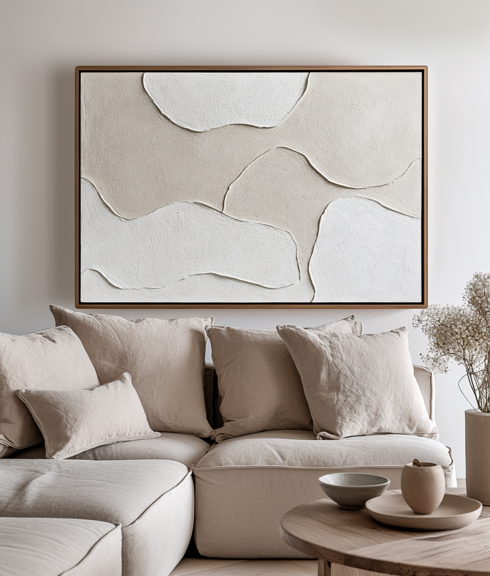 Soft Layers - Neutral Textured Abstract Canvas Wall Art Beige Minimalist Painting