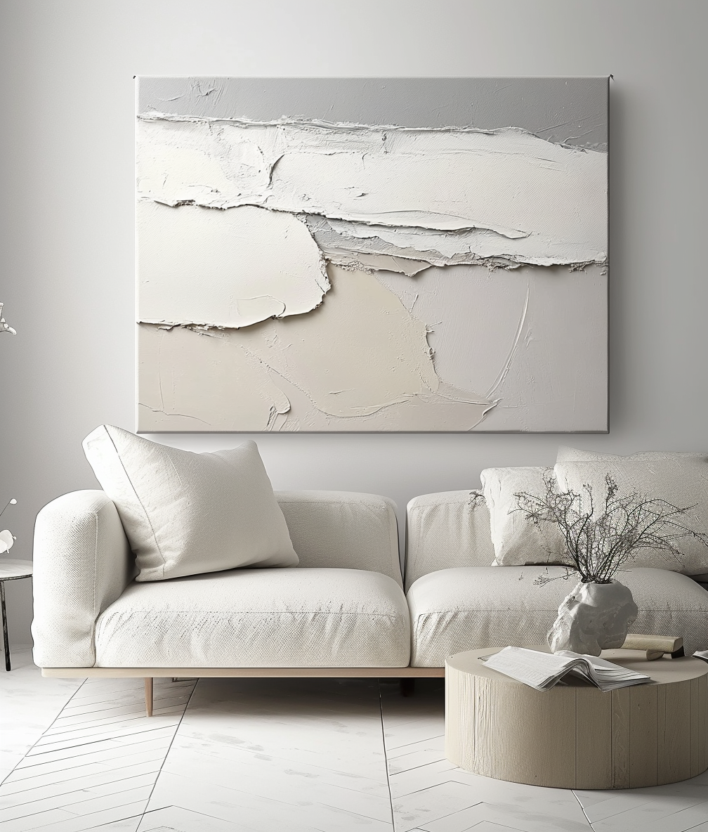 Dust Horizon - Horizontal Neutral Textured Abstract Canvas Wall Art for Modern Decor