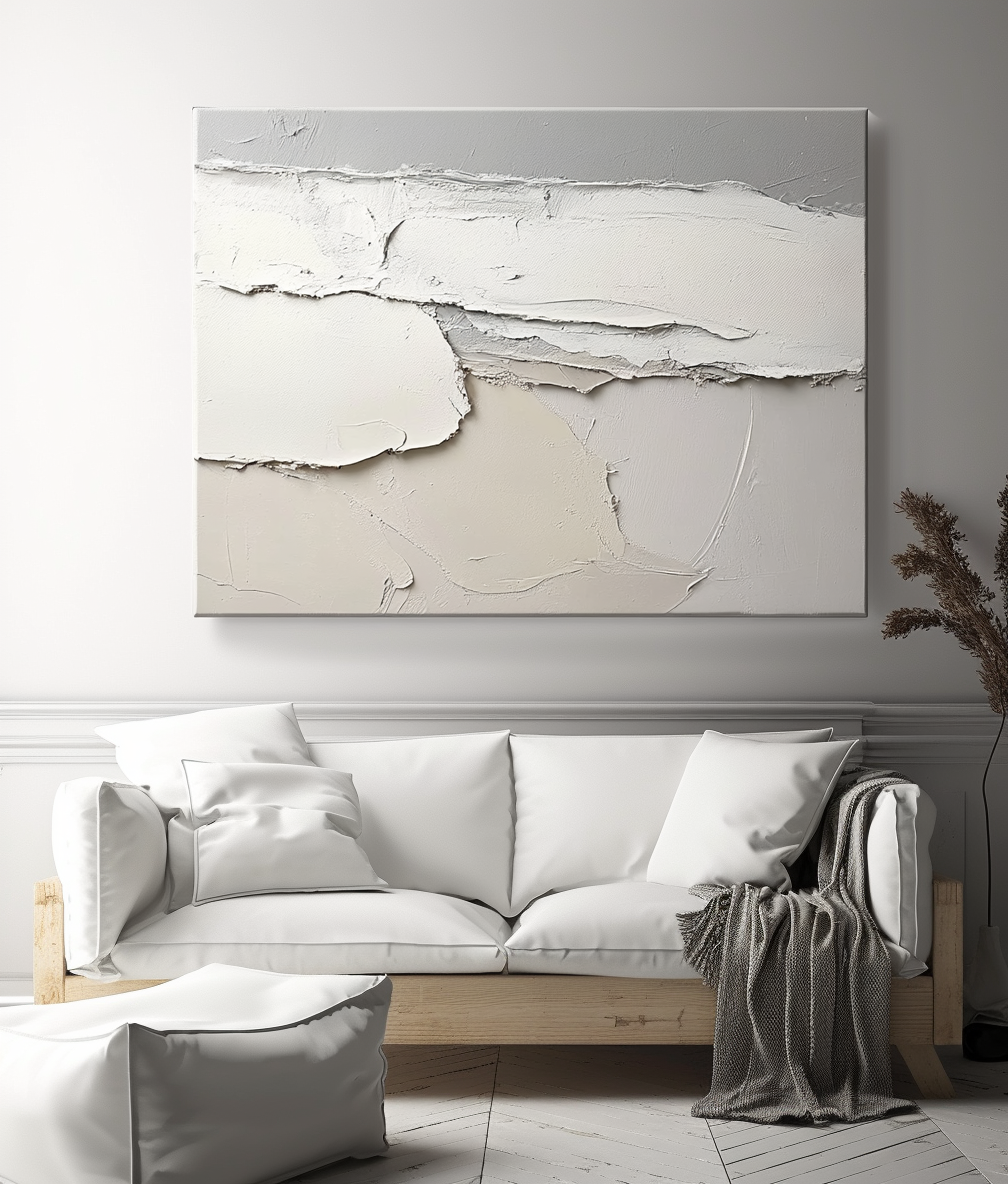 Dust Horizon - Horizontal Neutral Textured Abstract Canvas Wall Art for Modern Decor