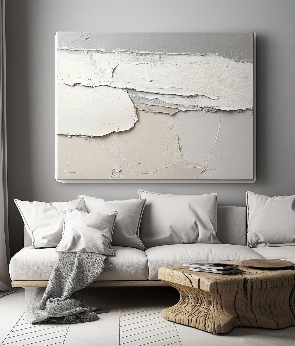 Dust Horizon - Horizontal Neutral Textured Abstract Canvas Wall Art for Modern Decor