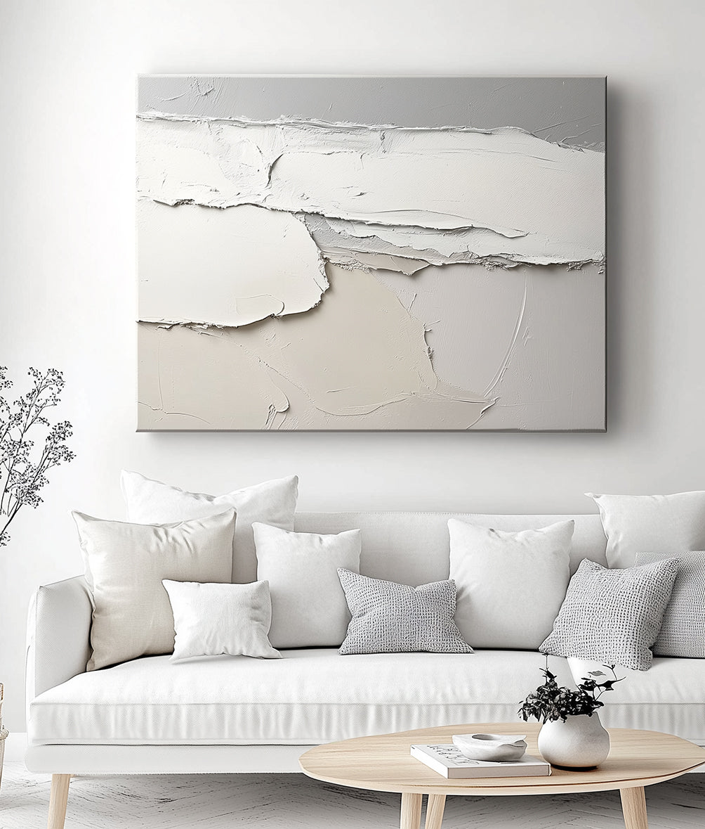 Dust Horizon - Horizontal Neutral Textured Abstract Canvas Wall Art for Modern Decor