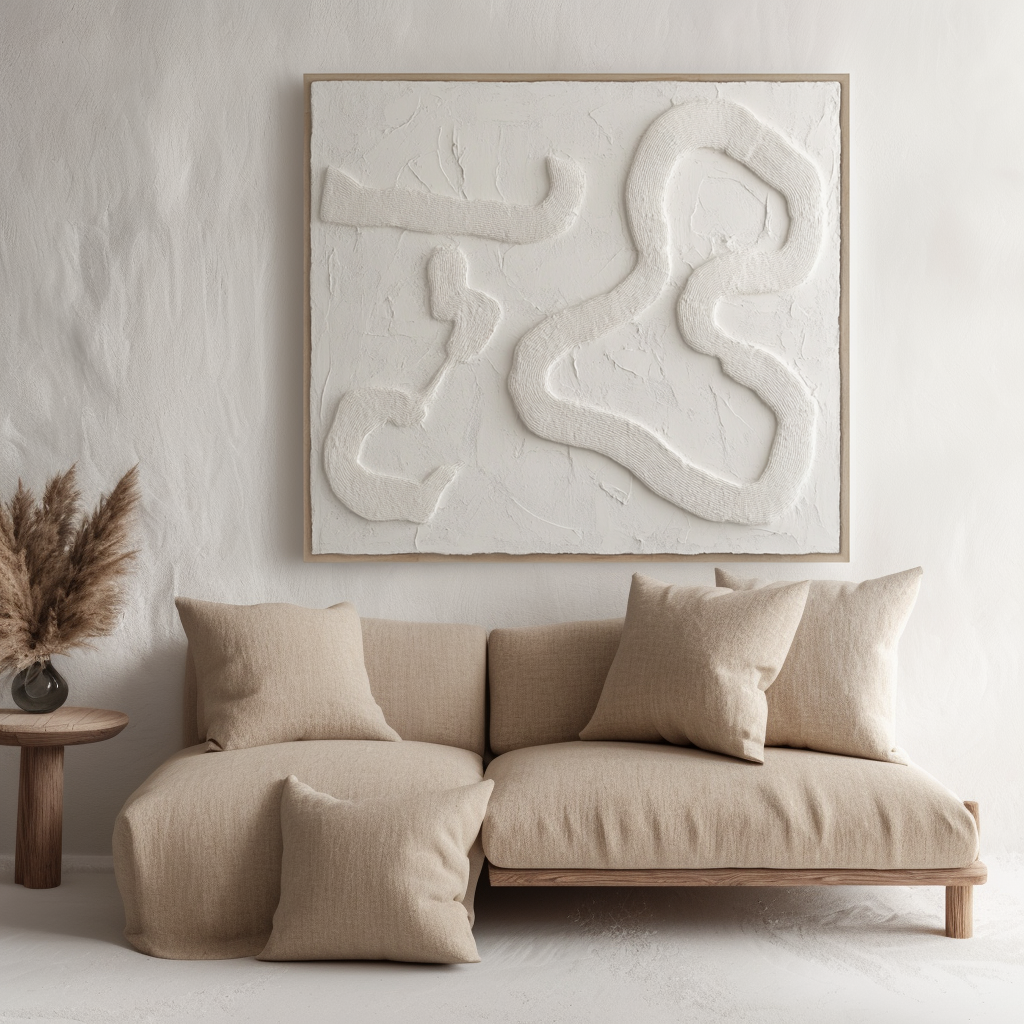 Traced Stillness - White 3D Textured Canvas Wall Art Minimalist Abstract Neutral Decor
