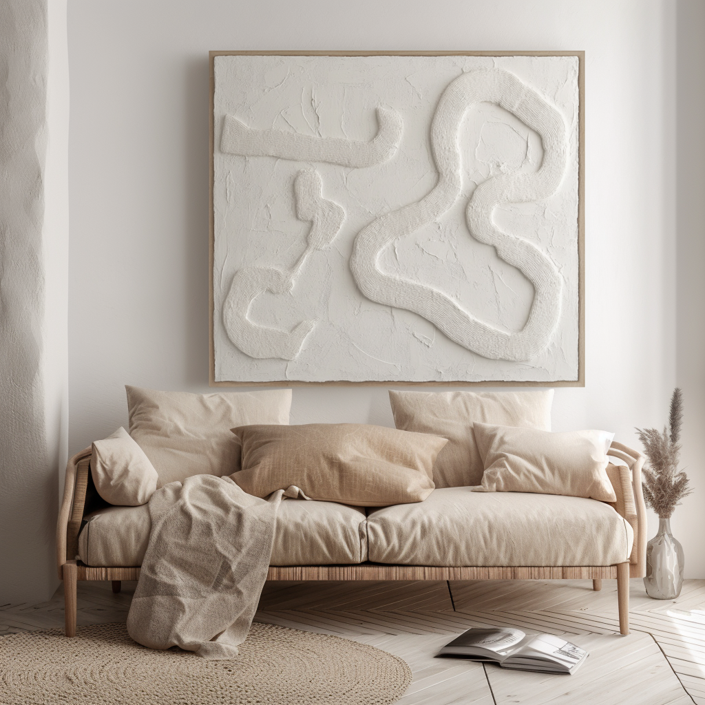 Traced Stillness - White 3D Textured Canvas Wall Art Minimalist Abstract Neutral Decor