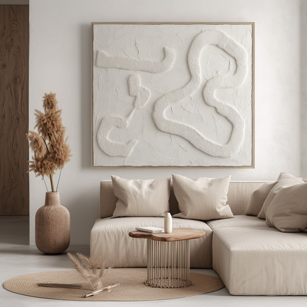 Traced Stillness - White 3D Textured Canvas Wall Art Minimalist Abstract Neutral Decor