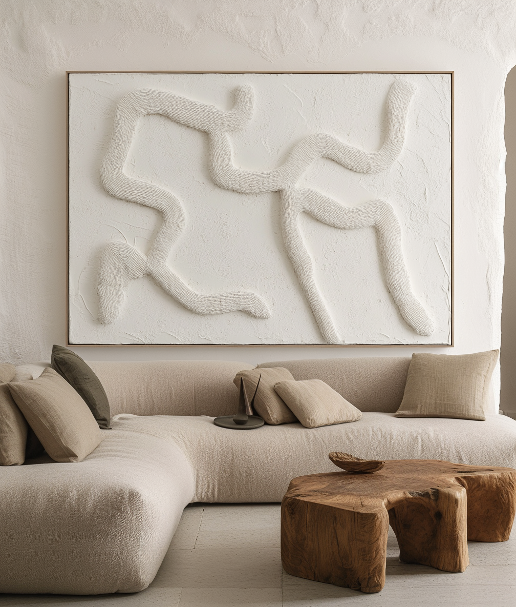 Pathflow - Minimalist 3D Textured Abstract Wall Art Neutral Relief Canvas