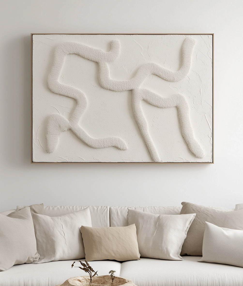 Pathflow - Minimalist 3D Textured Abstract Wall Art Neutral Relief Canvas