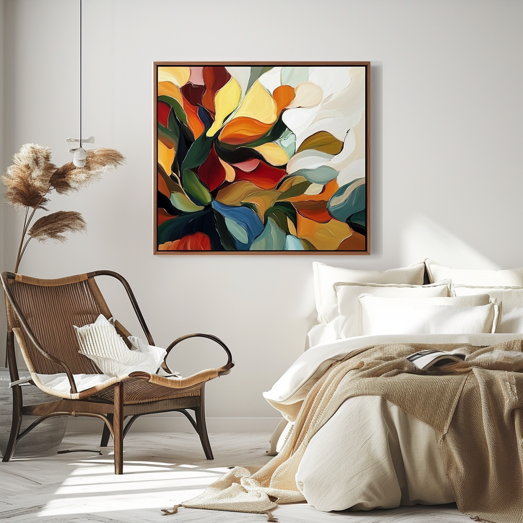 Rhythm of Leaves - Modern Abstract Botanical Canvas Colorful Nature-Inspired Wall Art