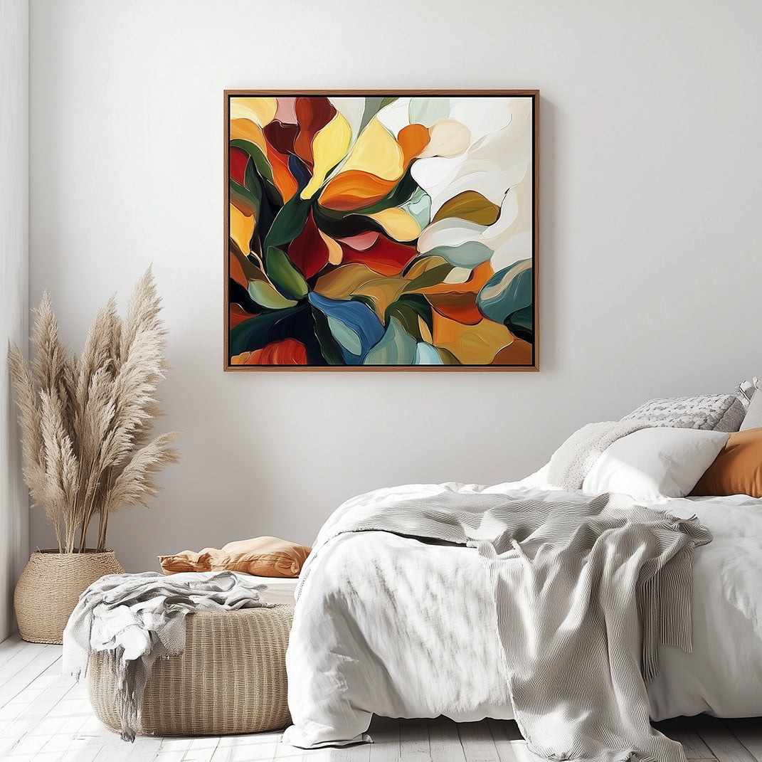 Rhythm of Leaves - Modern Abstract Botanical Canvas Colorful Nature-Inspired Wall Art