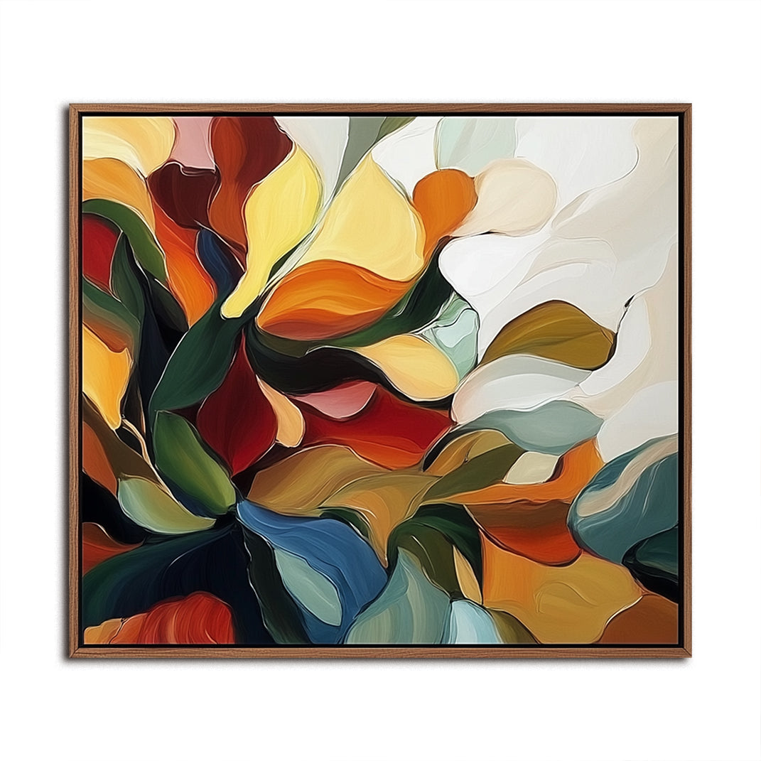 Rhythm of Leaves - Modern Abstract Botanical Canvas Colorful Nature-Inspired Wall Art