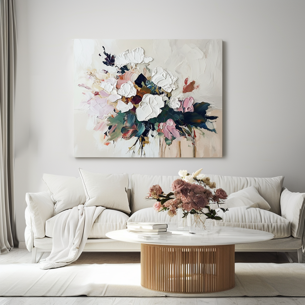 Blossom Reverie – Textured Abstract Floral Painting
