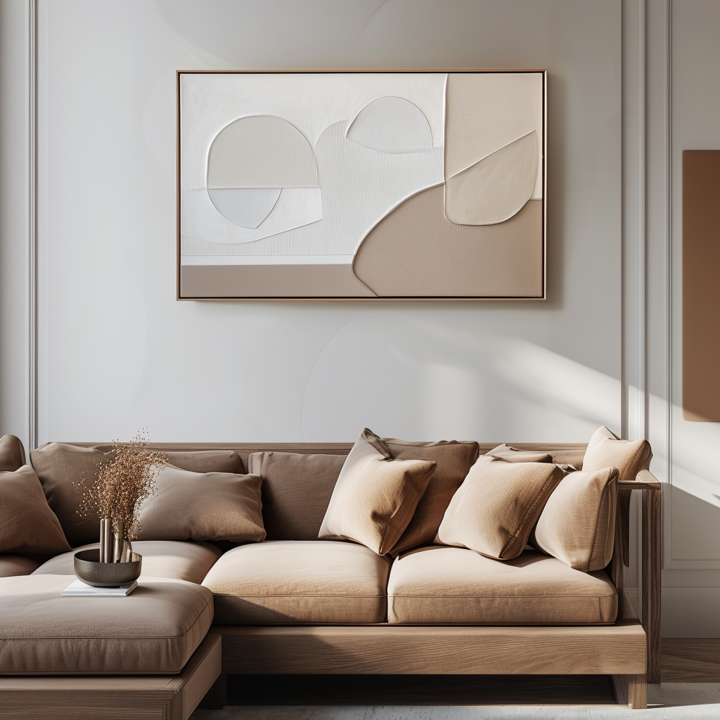 Calm Form – Neutral Geometric Abstract Canvas Textured Wall Art Horizontal Decor