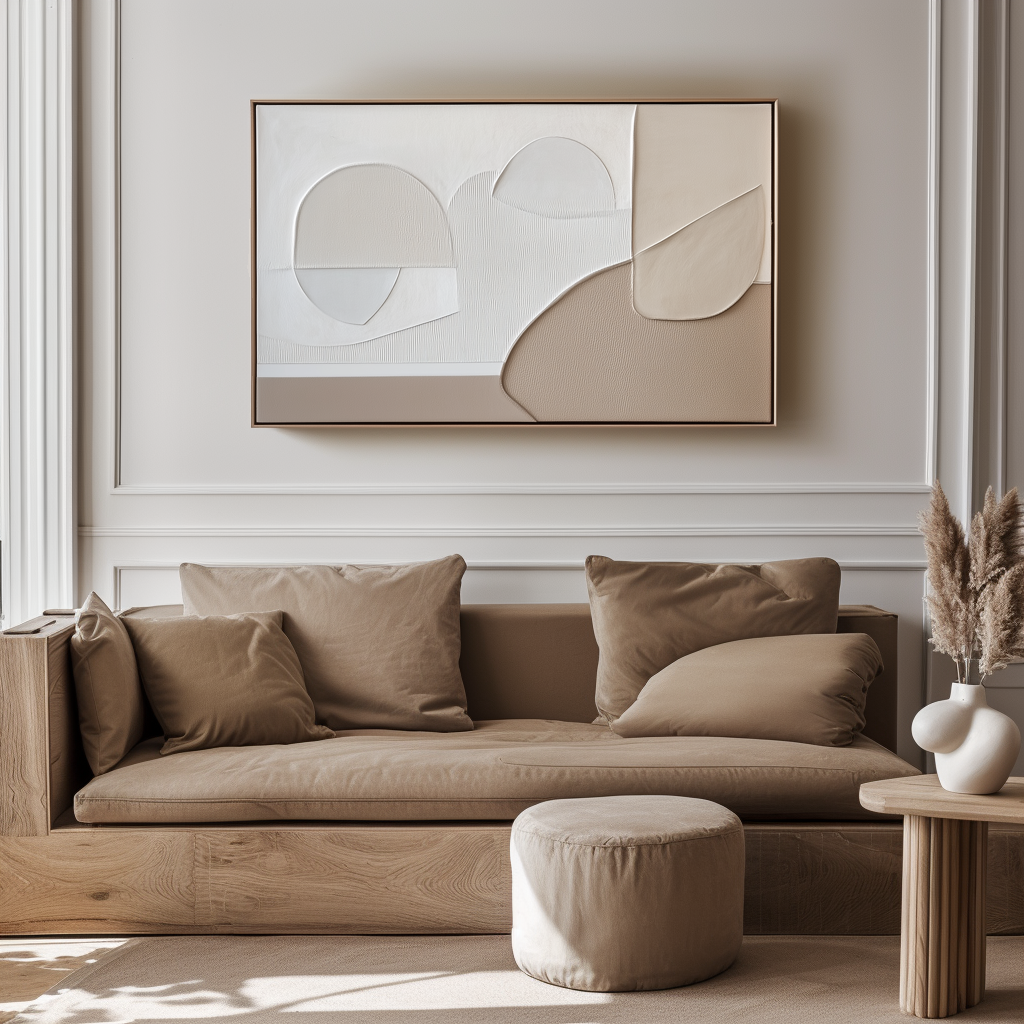 Calm Form – Neutral Geometric Abstract Canvas Textured Wall Art Horizontal Decor