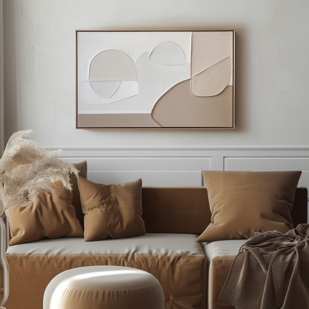 Calm Form – Neutral Geometric Abstract Canvas Textured Wall Art Horizontal Decor