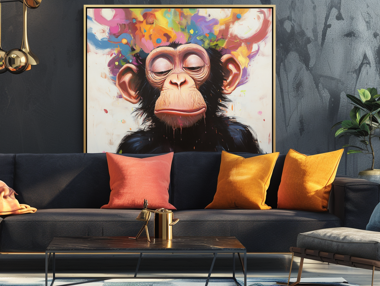 Mind Blown - Colorful Abstract Monkey Wall Art Modern Pop Animal Canvas Painting