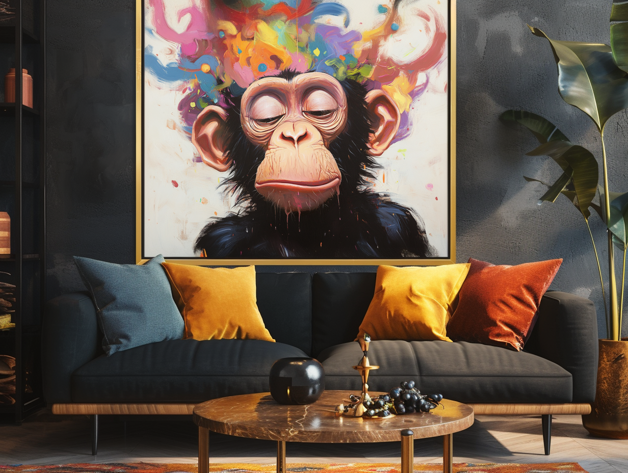 Mind Blown - Colorful Abstract Monkey Wall Art Modern Pop Animal Canvas Painting