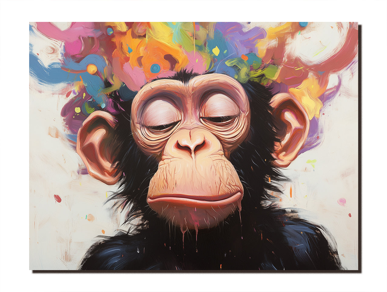 Mind Blown - Colorful Abstract Monkey Wall Art Modern Pop Animal Canvas Painting