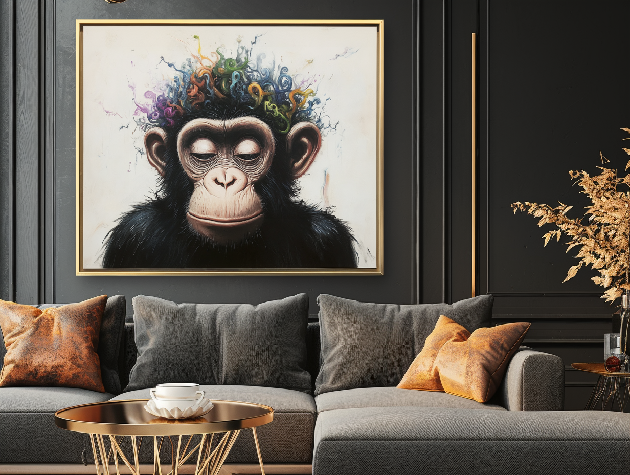 Meditation Monkey – Colorful Abstract Animal Canvas Wall Art for Modern Decor