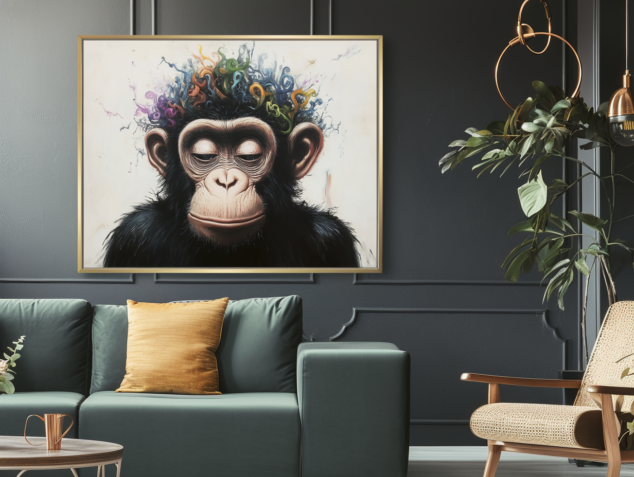 Meditation Monkey – Colorful Abstract Animal Canvas Wall Art for Modern Decor