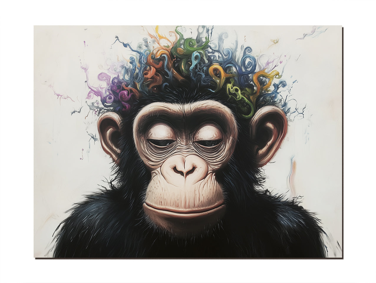 Meditation Monkey – Colorful Abstract Animal Canvas Wall Art for Modern Decor