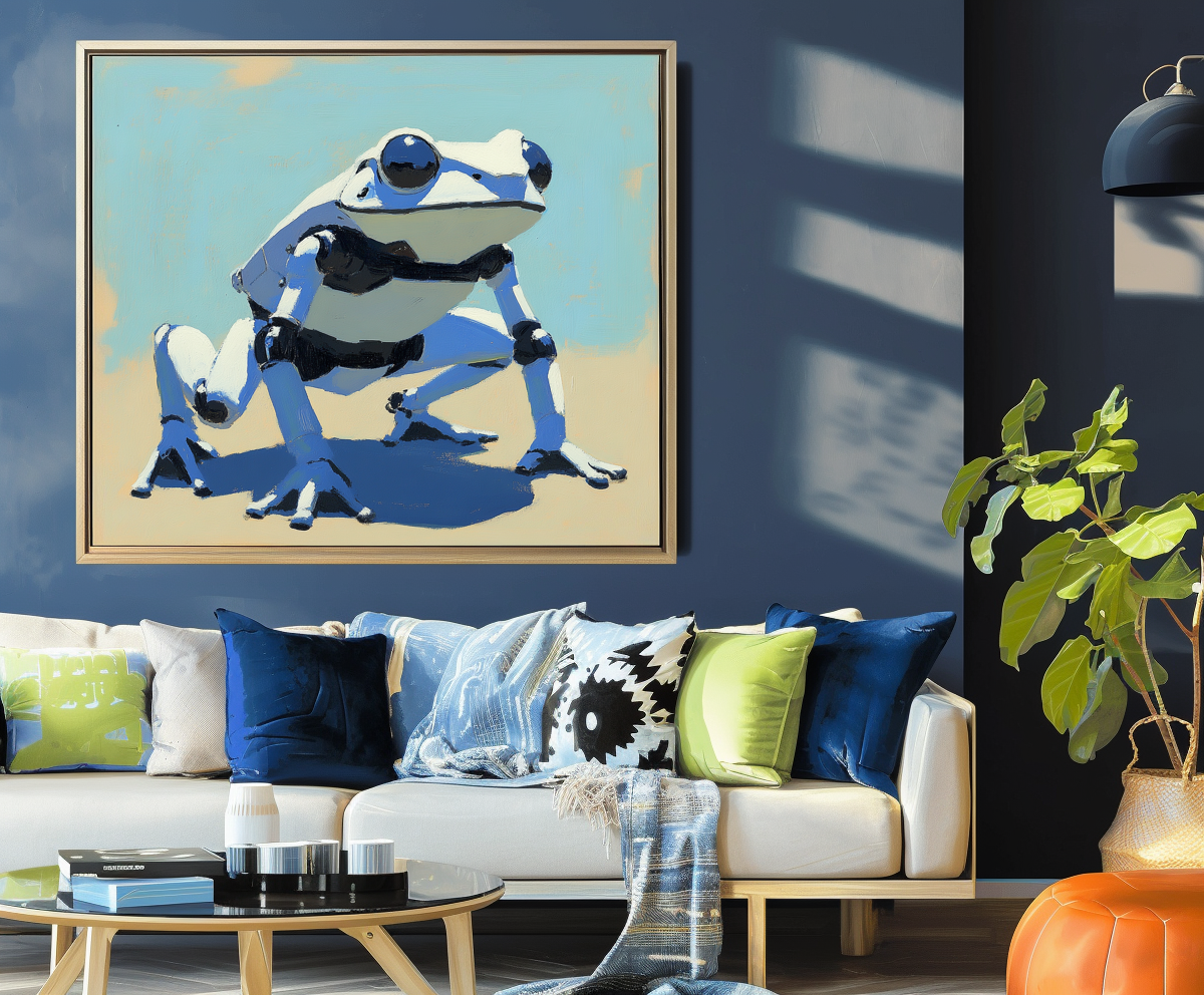 Cyber Hop - Robot Frog Art Futuristic Animal Wall Decor with Sci-Fi Style