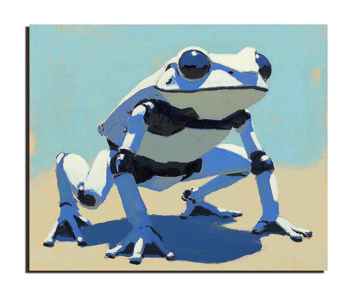 Cyber Hop - Robot Frog Art Futuristic Animal Wall Decor with Sci-Fi Style