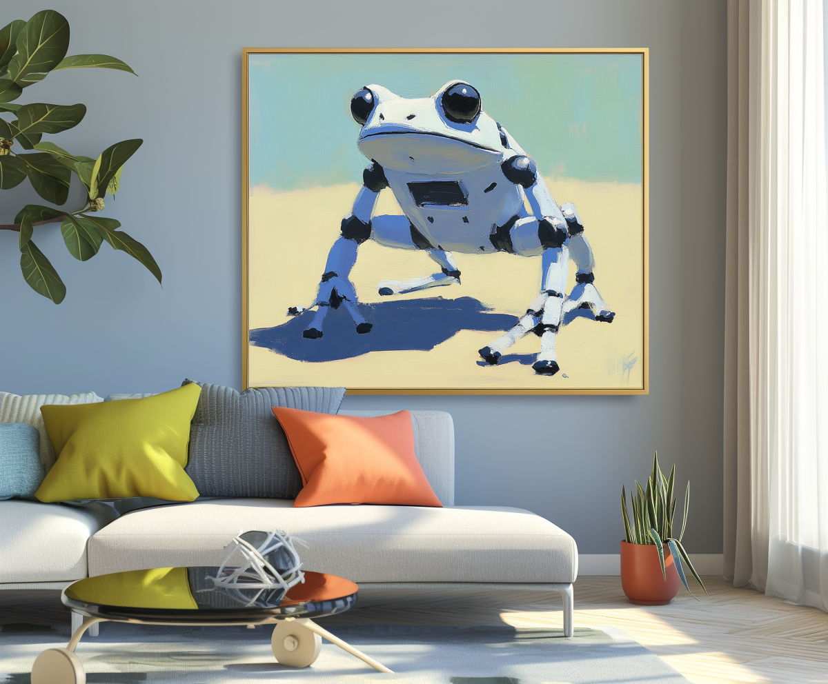 Cyber Hop - Robot Frog Art Futuristic Animal Wall Decor with Sci-Fi Style