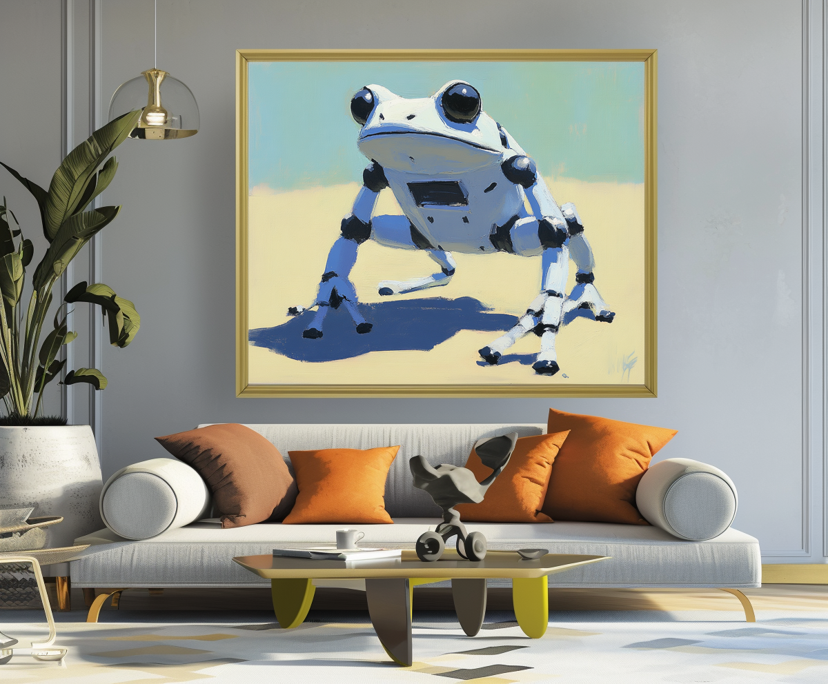 Cyber Hop - Robot Frog Art Futuristic Animal Wall Decor with Sci-Fi Style