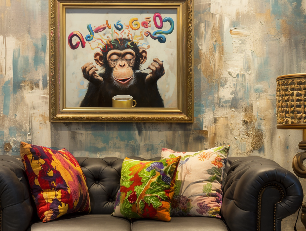 Espresso Explosion - Funny Monkey Coffee Art Colorful Abstract Pop Wall Decor