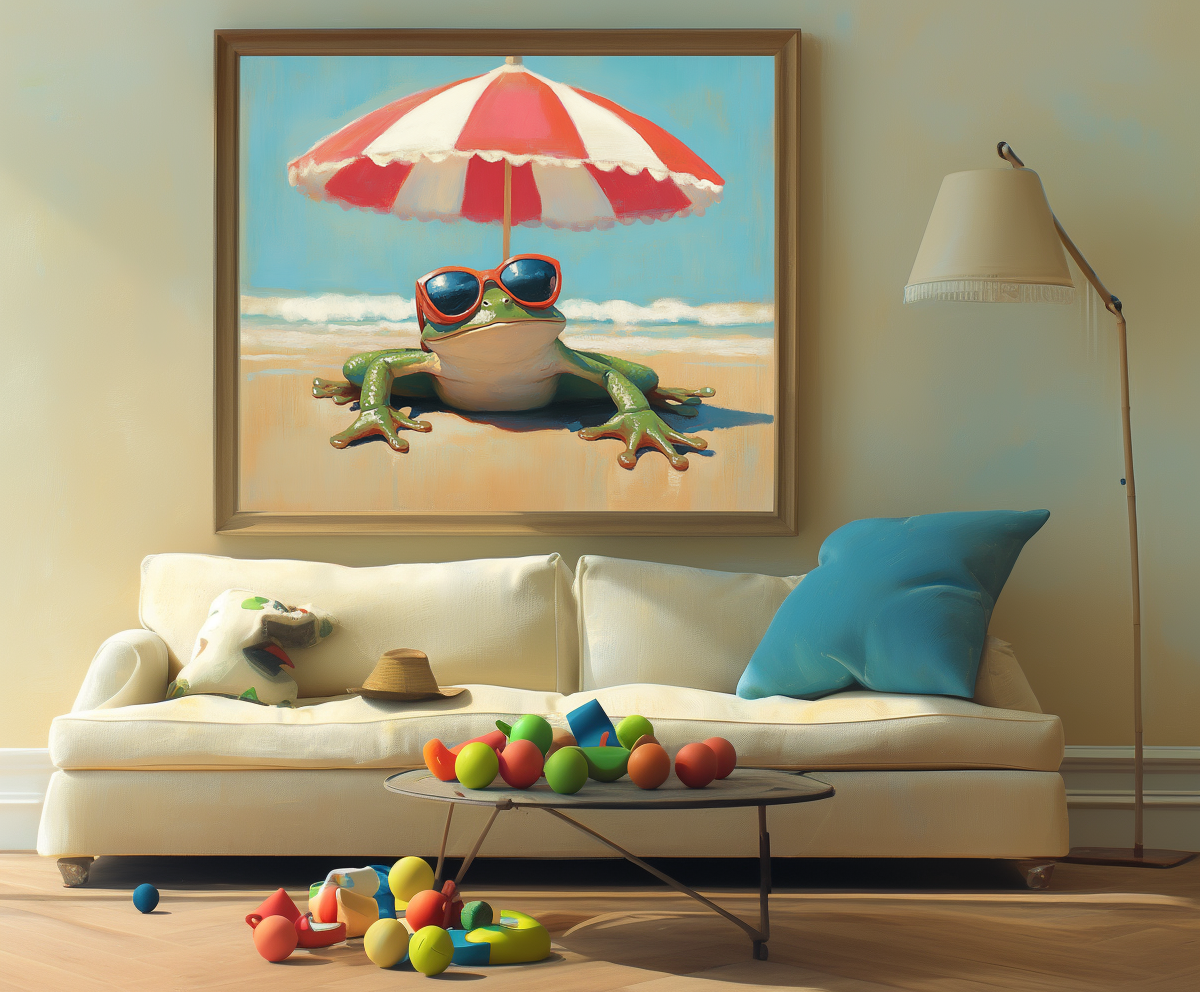 Beach Boss - Funny Frog Beach Art Cartoon Summer Wall Decor for Kids Room
