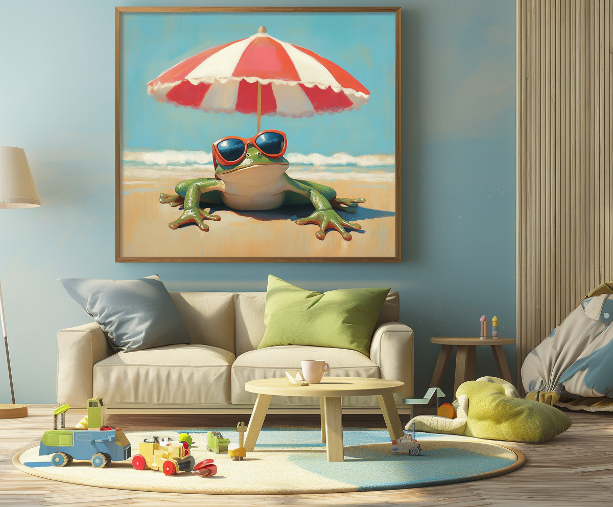 Beach Boss - Funny Frog Beach Art Cartoon Summer Wall Decor for Kids Room