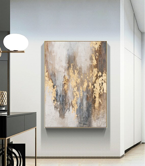 Ethereal Gold: Abstract Canvas Art