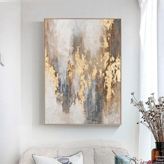 Ethereal Gold: Abstract Canvas Art