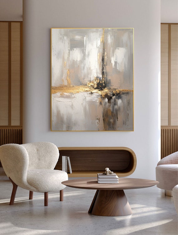 Radiant Harmony: Gold-Infused Canvas Art