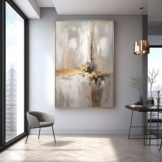 Radiant Harmony: Gold-Infused Canvas Art