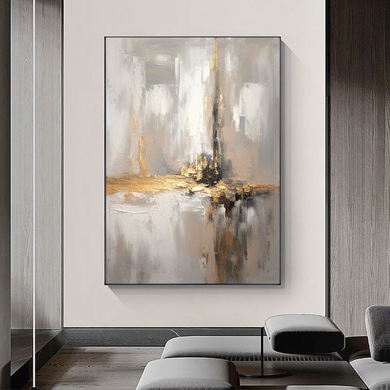 Radiant Harmony: Gold-Infused Canvas Art