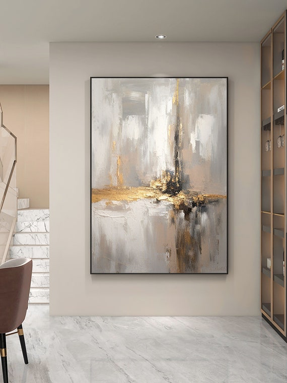 Radiant Harmony: Gold-Infused Canvas Art