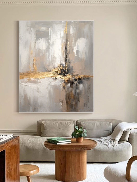 Radiant Harmony: Gold-Infused Canvas Art