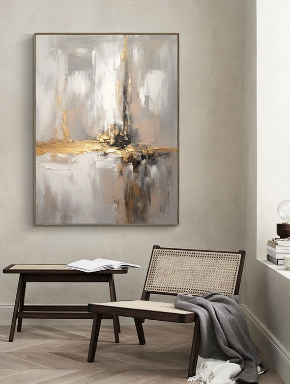 Radiant Harmony: Gold-Infused Canvas Art